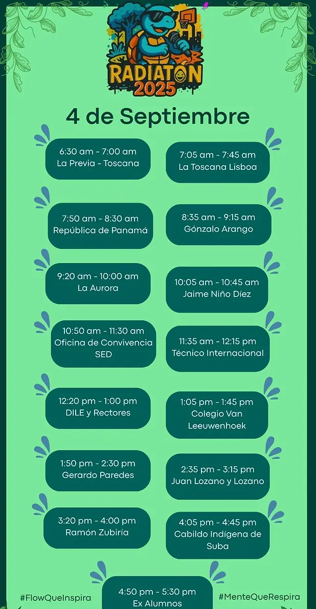 Parrilla Radiatón 2025 jueves 4 de septiembre